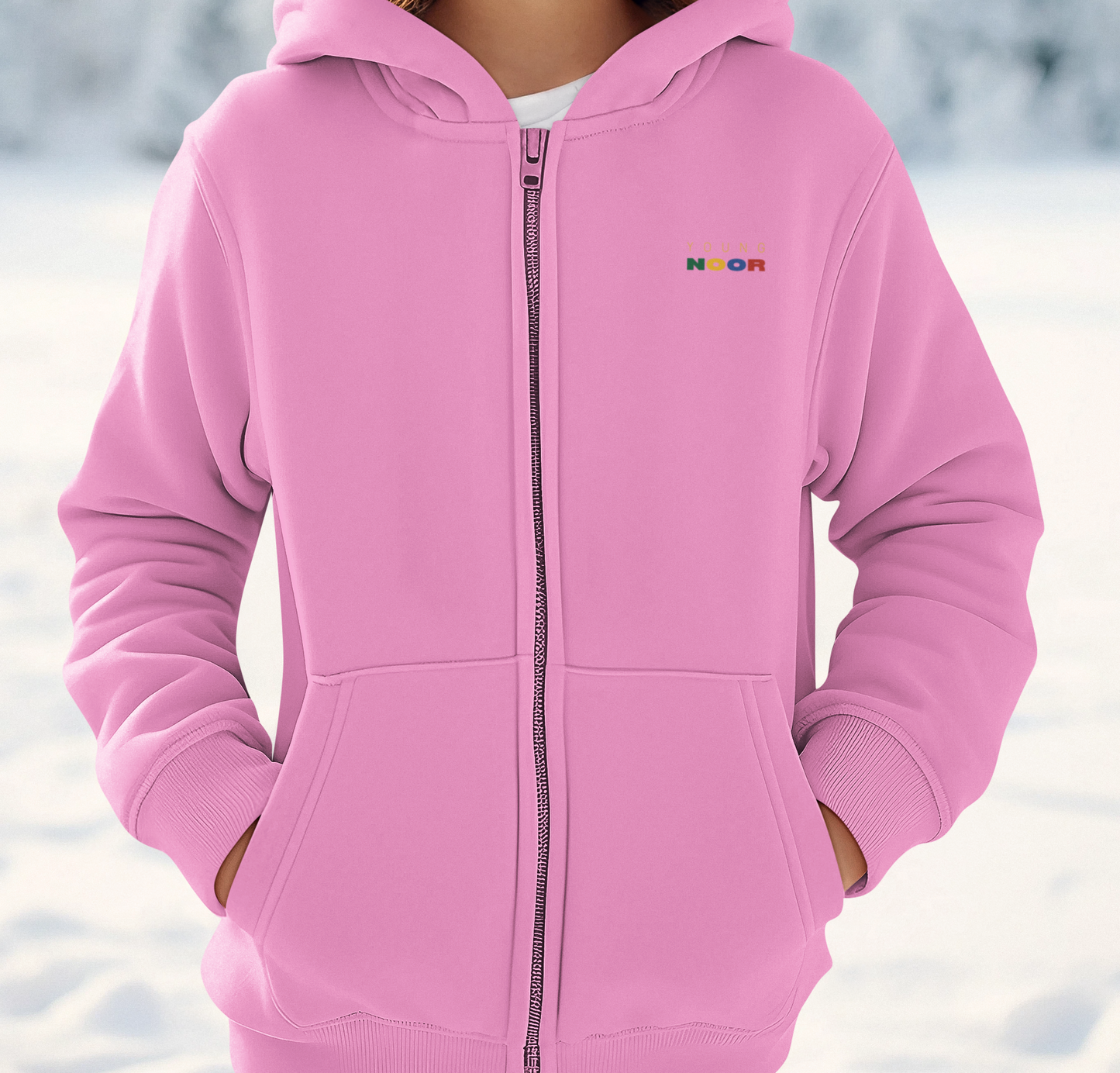 Young Noor Multi Color - Toddler Full-Zip Fleece Hoodie PINK