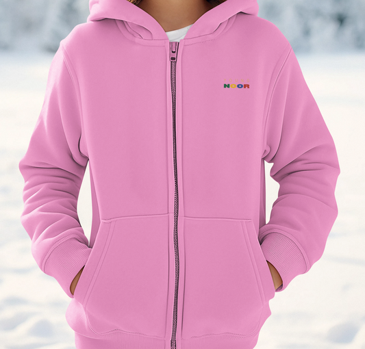 Young Noor Multi Color - Toddler Full-Zip Fleece Hoodie PINK